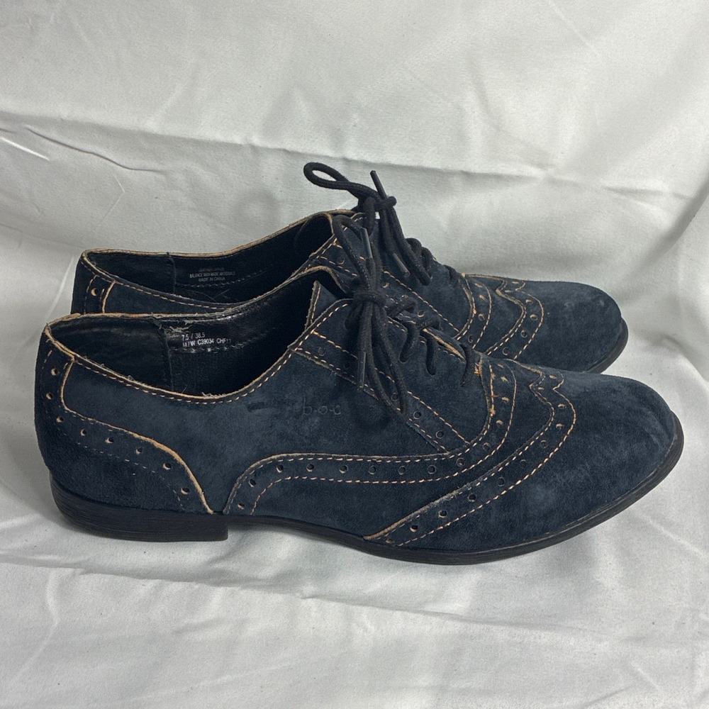 b.o.c. Born Concept Navy Blue Suede Wingtip Oxfords Lace Up Shoes C39034 SZ 7.5 - Picture 2 of 8